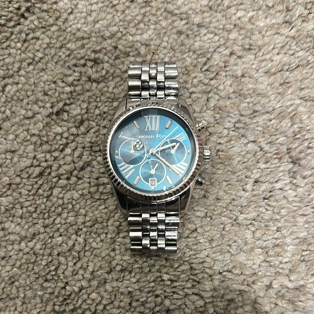 Michael Kors Silver and Blue Women's Watch
